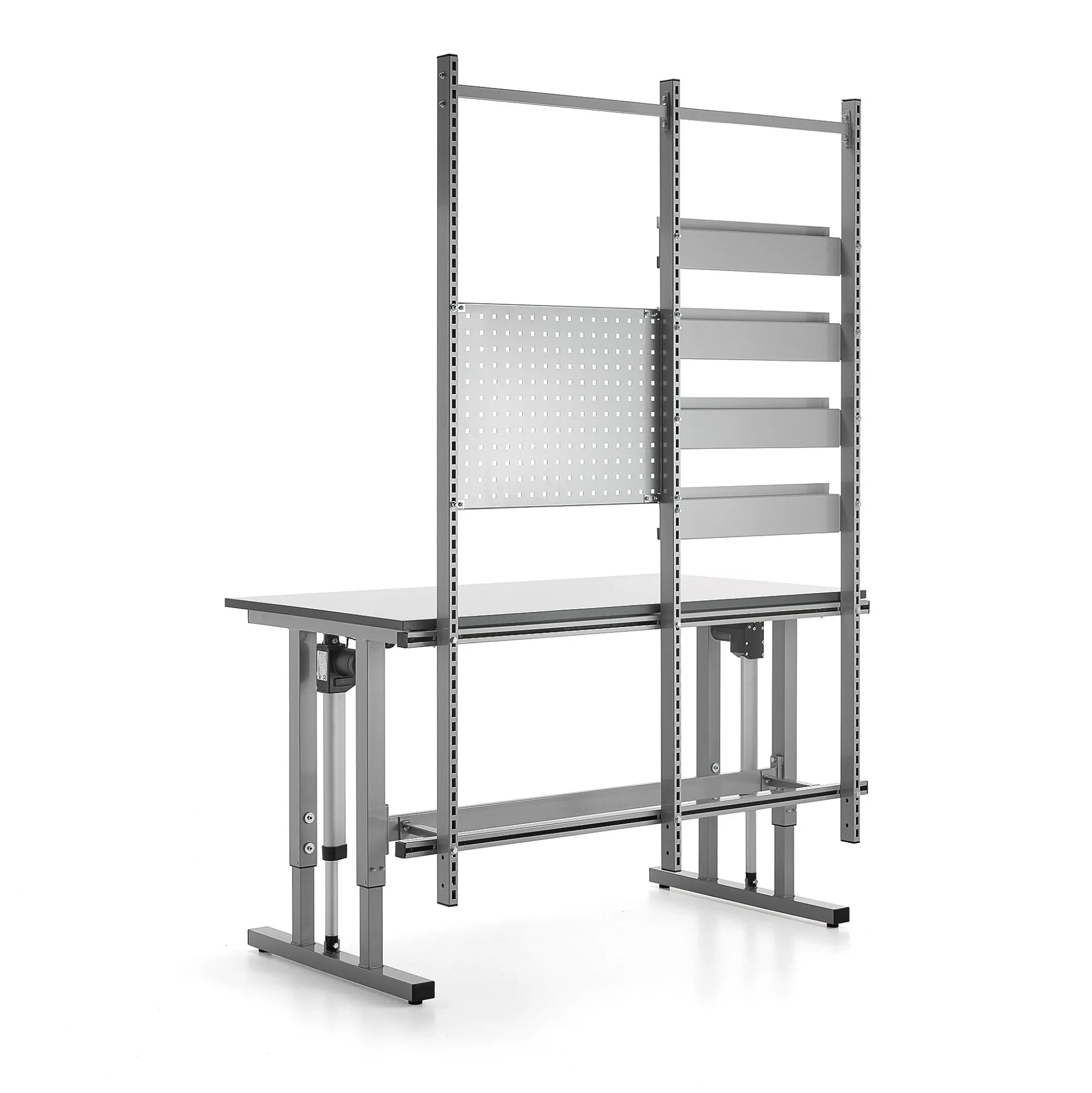 Teollisuuspöytä MOTION Korkeussäädettävä, 400 kg, 1500x800 mm, työkalupaneeli + kiskot