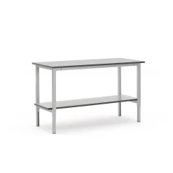 Teollisuuspöytä MOTION Manuaalisesti korkeussäädettävä, alahylly, 1500x600 mm, harmaa