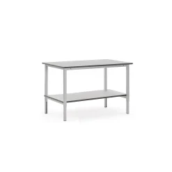 Teollisuuspöytä MOTION Manuaalisesti korkeussäädettävä, alahylly, 1500x800 mm, harmaa