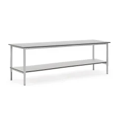 Teollisuuspöytä MOTION Manuaalisesti korkeussäädettävä, alahylly, 2500x800 mm, harmaa