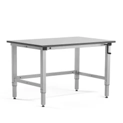 Teollisuuspöytä MOTION Manuaalisesti korkeussäädettävä, 1200x800 mm, 150 kg, harmaa