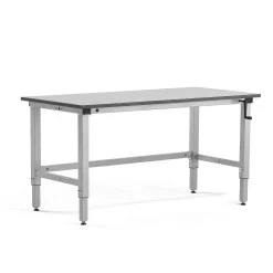 Teollisuuspöytä MOTION Manuaalisesti korkeussäädettävä, 1500x600 mm, 150 kg, harmaa