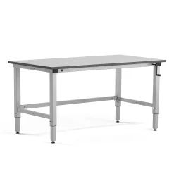 Teollisuuspöytä MOTION Manuaalisesti korkeussäädettävä, 1500x800 mm, 150 kg, harmaa
