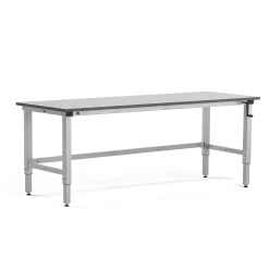 Teollisuuspöytä MOTION Manuaalisesti korkeussäädettävä, 2000x600 mm, 150 kg, harmaa