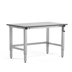 Teollisuuspöytä MOTION Manuaalisesti korkeussäädettävä, 1200x600 mm, 150 kg, harmaa