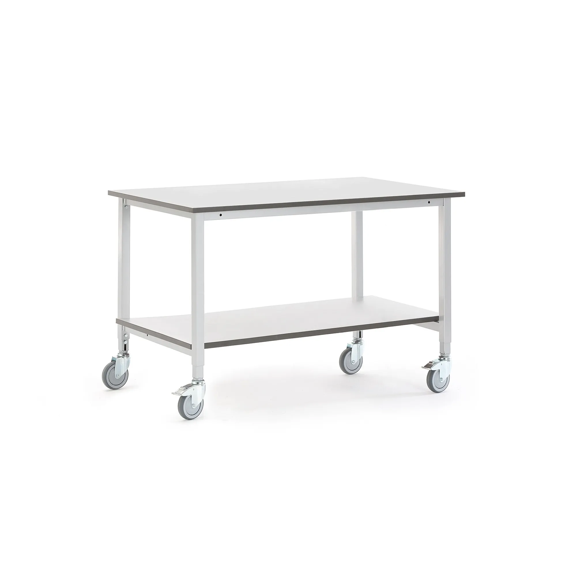 Teollisuuspöytä MOTION Pyörät, alahylly, 1200x800 mm, harmaa