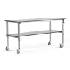 Teollisuuspöytä MOTION Pyörät, manuaalisesti korkeussäädettävä, 2000x800 mm,alahylly, 150 kg, harmaa