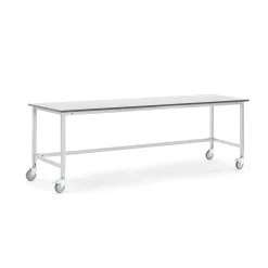 Teollisuuspöytä MOTION Pyörät, 2500x800 mm, harmaa