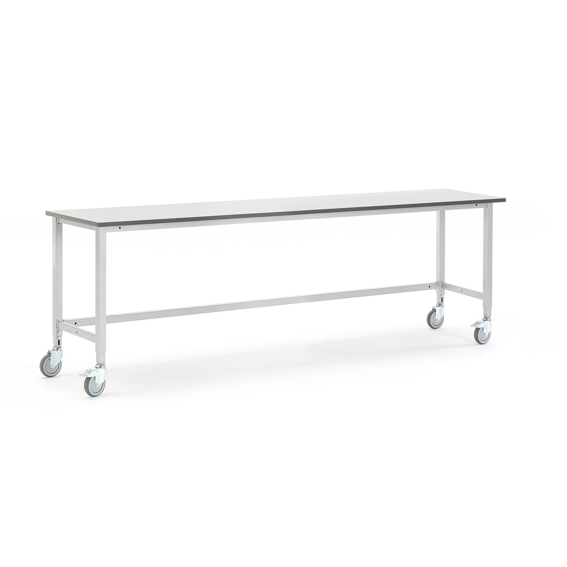 Teollisuuspöytä MOTION Pyörät, 2500x600 mm, harmaa