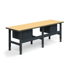 Teollisuuspöytä TRUST 2 x 3 laatikostoa, 2500x760 mm, 300 kg, kovalevy