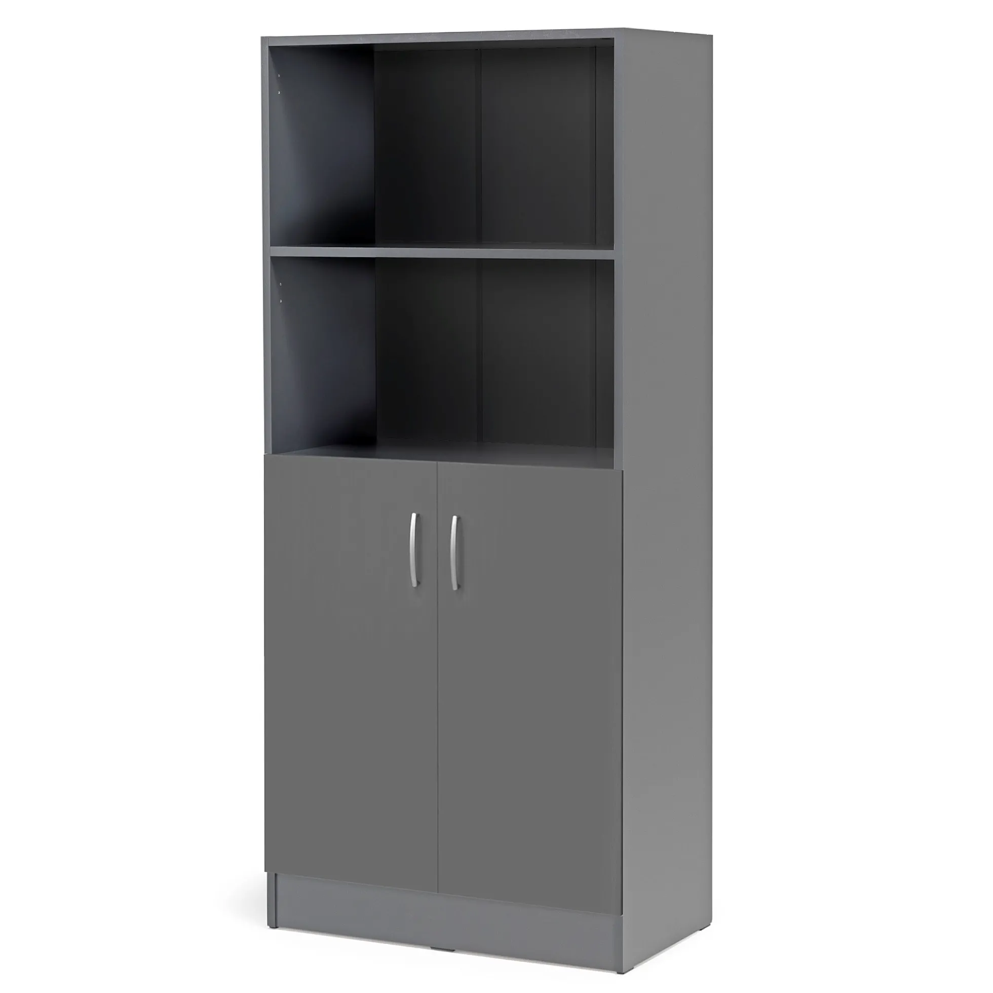 Toimistokaappi FLEXUS 2 avohyllyä, 1725x760x415 mm, harmaa