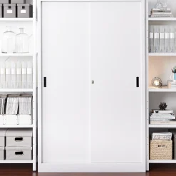 Toimistokaappi SPACE Liukuovet, 1950x1200x450 mm, valkoinen