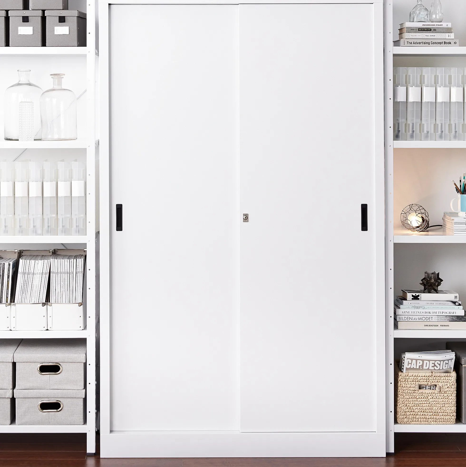 Toimistokaappi SPACE Liukuovet, 1950x1200x450 mm, valkoinen