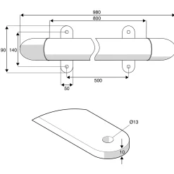 Törmäyssuoja Matala, Ø89 mm, paksuus: 3,2 mm, pituus: 800 mm