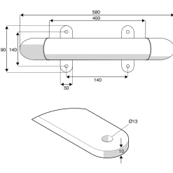 Törmäyssuoja Matala, Ø89 mm, paksuus: 3,2 mm, pituus: 400 mm