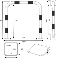 Törmäyssuoja Suoramalli, Ø89mm, 1200x1200 mm, paksuus: 3,2 mm