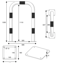 Törmäyssuoja Suoramalli, Ø89mm, 1200x600 mm, paksuus: 3,2 mm