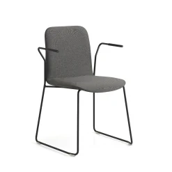 Tuoli käsinojilla LABELL Kelkkajalka, musta/ruskea