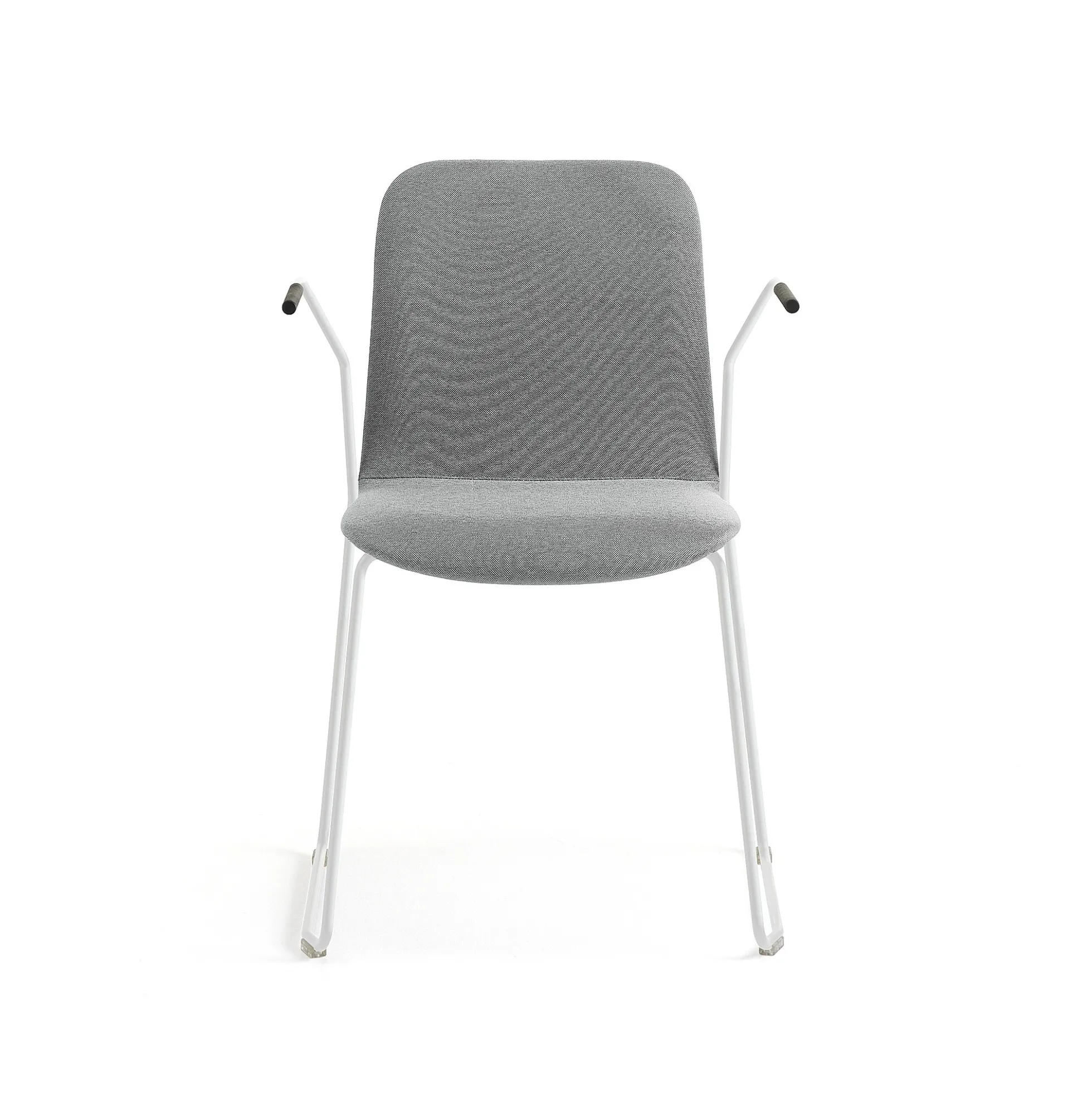 Tuoli käsinojilla LABELL Kelkkajalka, valkoinen/vaaleanharmaa