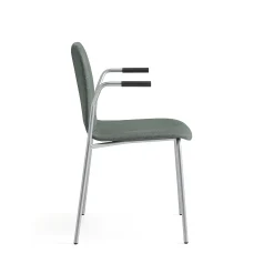 Tuoli LABELL Jalusta, käsinojilla, hopea/tummanvihreä