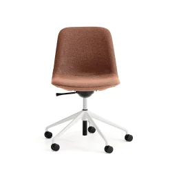 Tuoli LANGLEY Matala istuin, pyörät, valkoinen/kupari