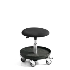 Työjakkara MIDI Pyörät, pehmustettu istuin, 370-500 mm, musta