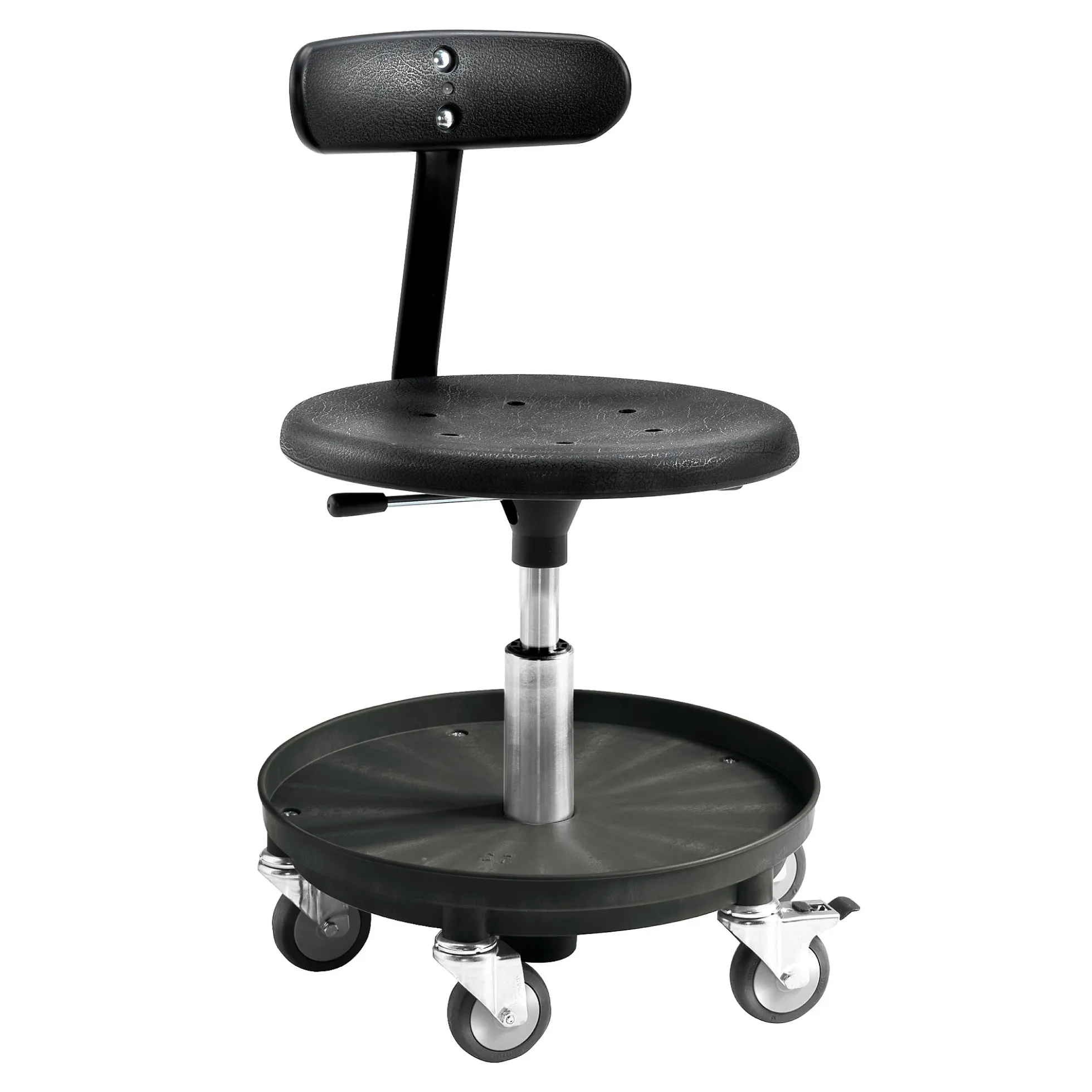 Työjakkara MIDI Selkänoja, pyörät, 360-480 mm, musta