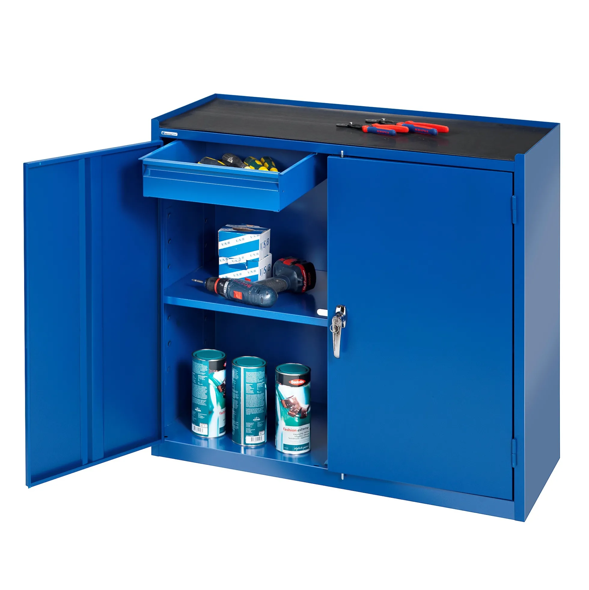 Työkalukaappi SERVE 2 vetolaatikkoa, 900x950x450 mm, sininen