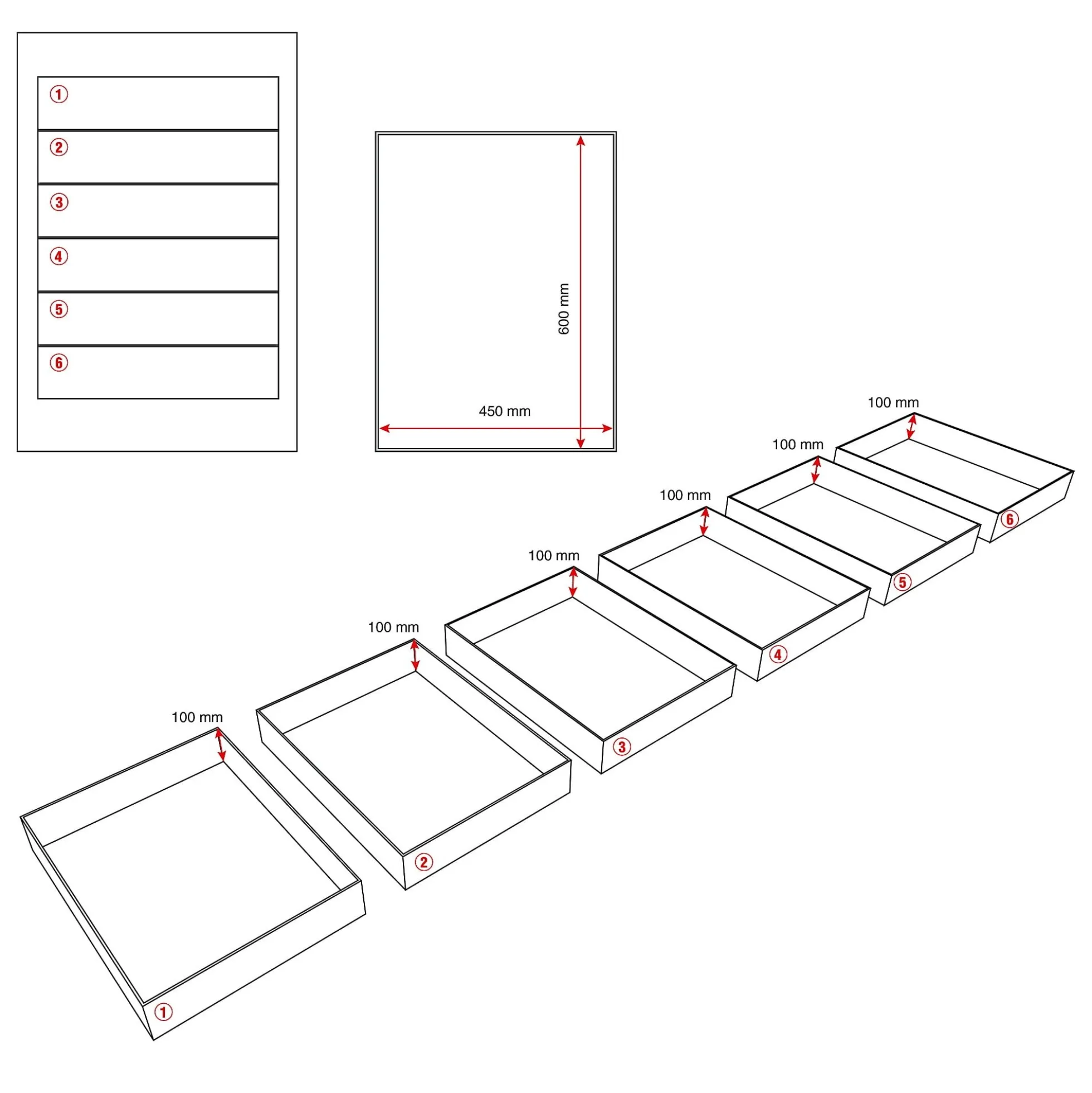 Työkalulaatikosto SOLID Lattiamalli, 6 laatikkoa, 800x535x670 mm