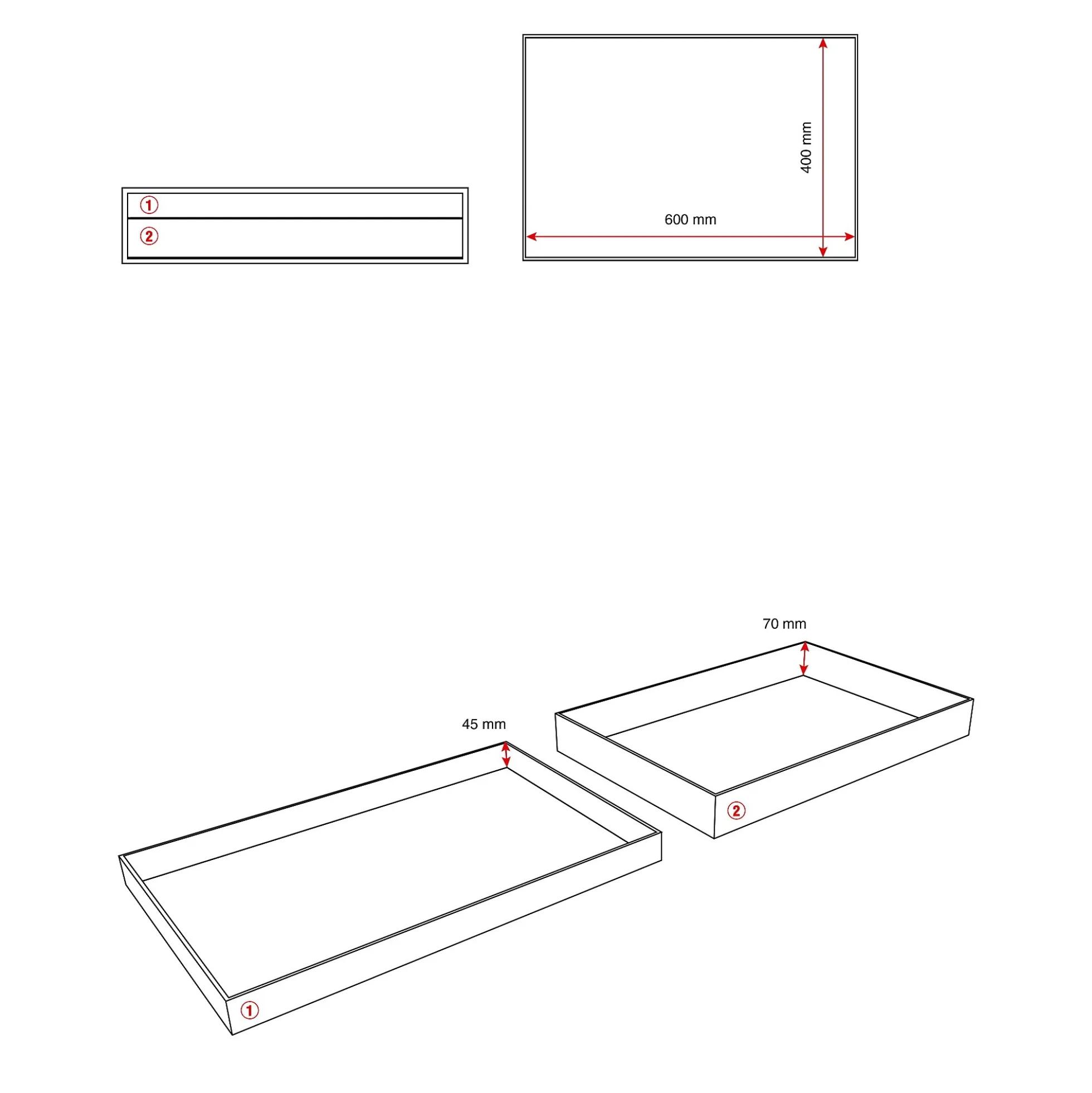 Työkaluvaunu MOVE 2 vetolaatikkoa, 1 työkalutaulu, 850x480x1345 mm