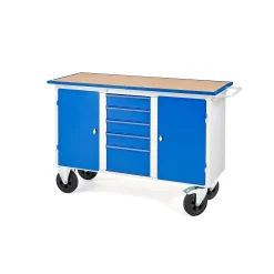 Työpenkki FLEX Pyörällinen, 2 kaappia, 5 laatikkoa, 1435x590x900 mm