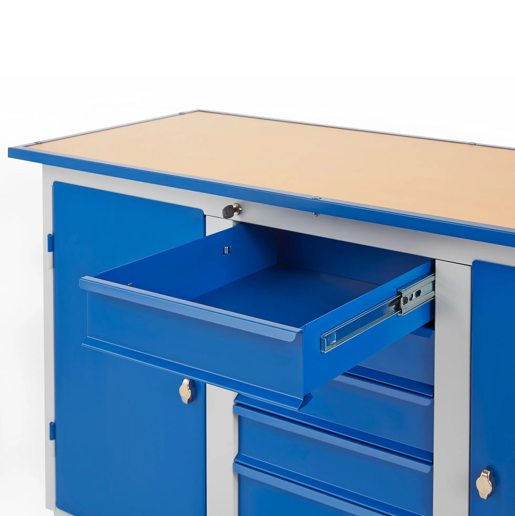 Työpenkki FLEX Pyörällinen, 2 kaappia, 5 laatikkoa, 1435x590x900 mm