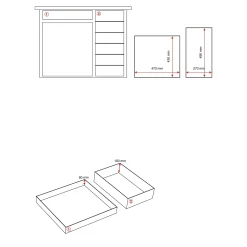 Työpenkki FLEX Pyörällinen, kaappi, 7 laatikkoa, 990x595x900 mm