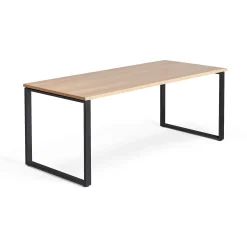 Työpöytä QBUS Kiinteä korkeus, O-jalusta, 1800x800 mm, musta jalusta, tammi