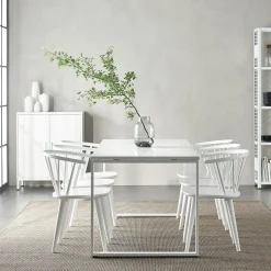 Työpöytä QBUS Kiinteä korkeus, O-jalusta, 1800x800 mm, valkoinen jalusta, valkoinen