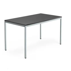 Työpöytä QBUS Kiinteä korkeus, 4 suoraa jalkaa, 1400x800 mm, hopeanharmaa jalusta, musta