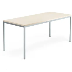 Työpöytä QBUS Kiinteä korkeus, 4 suoraa jalkaa, 1800x800 mm, hopeanharmaa jalusta, koivu