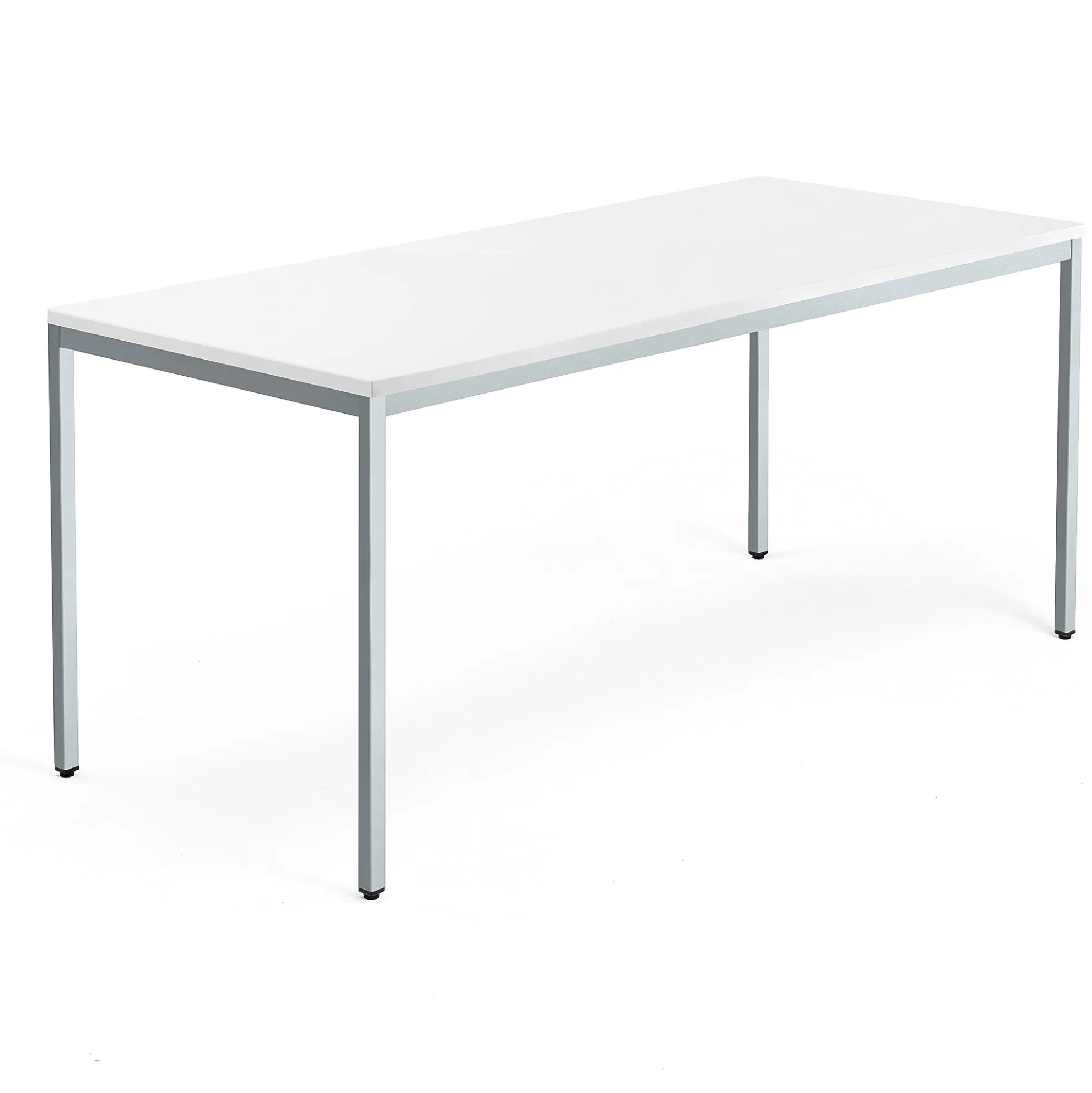 Työpöytä QBUS Kiinteä korkeus, 4 suoraa jalkaa, 1800x800 mm, hopeanharmaa jalusta, valkoinen