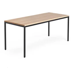 Työpöytä QBUS Kiinteä korkeus, 4 suoraa jalkaa, 1800x800 mm, musta jalusta, tammi