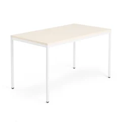 Työpöytä QBUS Kiinteä korkeus, 4 suoraa jalkaa, 1400x800 mm, valkoinen jalusta, koivu