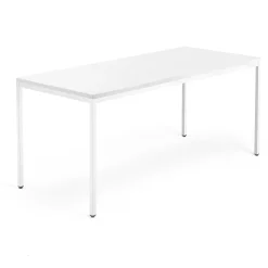 Työpöytä QBUS Kiinteä korkeus, 4 suoraa jalkaa, 1800x800 mm, valkoinen jalusta, valkoinen