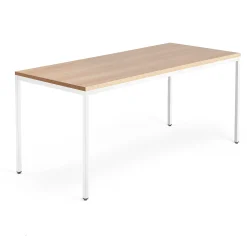 Työpöytä QBUS Kiinteä korkeus, 4 suoraa jalkaa, 1800x800 mm, valkoinen jalusta, tammi