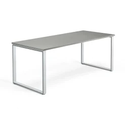 Työpöytä QBUS O-jalusta, 1800x800 mm, hopeanharmaa jalusta, vaaleanharmaa