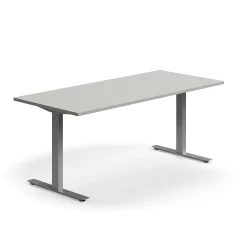 Työpöytä QBUS Suora pöytälevy, 1800x800 mm, T-jalusta, hopeanharmaa jalusta, vaaleanharmaa