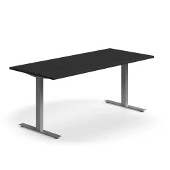 Työpöytä QBUS Suora pöytälevy, 1800x800 mm, T-jalusta, hopeanharmaa jalusta, musta