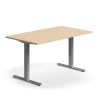 Työpöytä QBUS Suora pöytälevy, 1400x800 mm, T-jalusta, hopeanharmaa jalusta, tammi