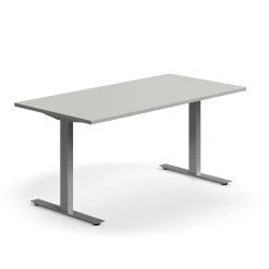 Työpöytä QBUS Suora pöytälevy, 1600x800 mm, T-jalusta, hopeanharmaa jalusta, vaaleanharmaa