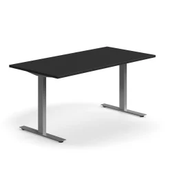 Työpöytä QBUS Suora pöytälevy, 1600x800 mm, T-jalusta, hopeanharmaa jalusta, musta