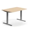 Työpöytä QBUS Suora pöytälevy, 1200x800 mm, T-jalusta, hopeanharmaa jalusta, tammi