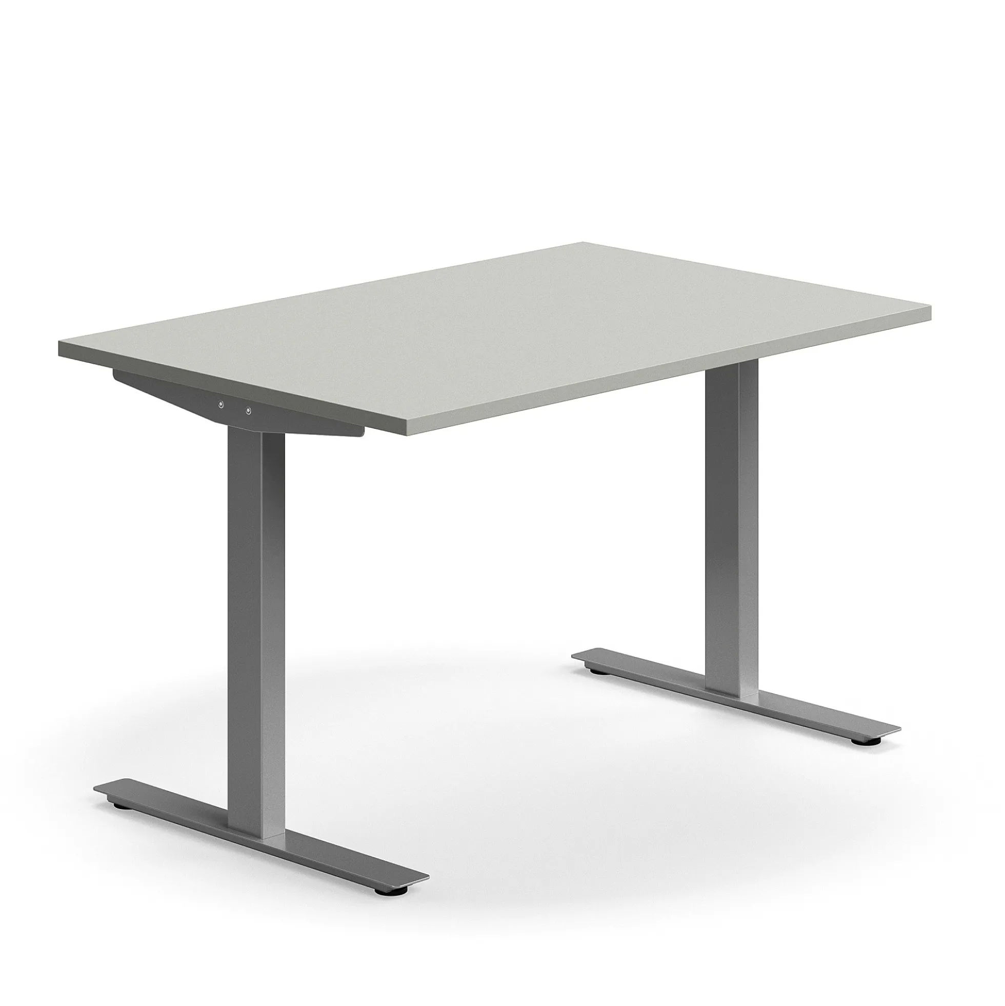 Työpöytä QBUS Suora pöytälevy, 1200x800 mm, T-jalusta, hopeanharmaa jalusta, vaaleanharmaa
